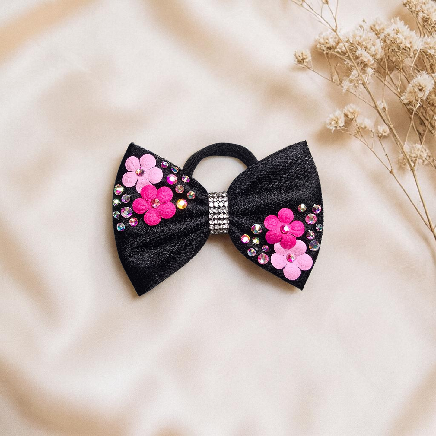 Black with Pink Flower