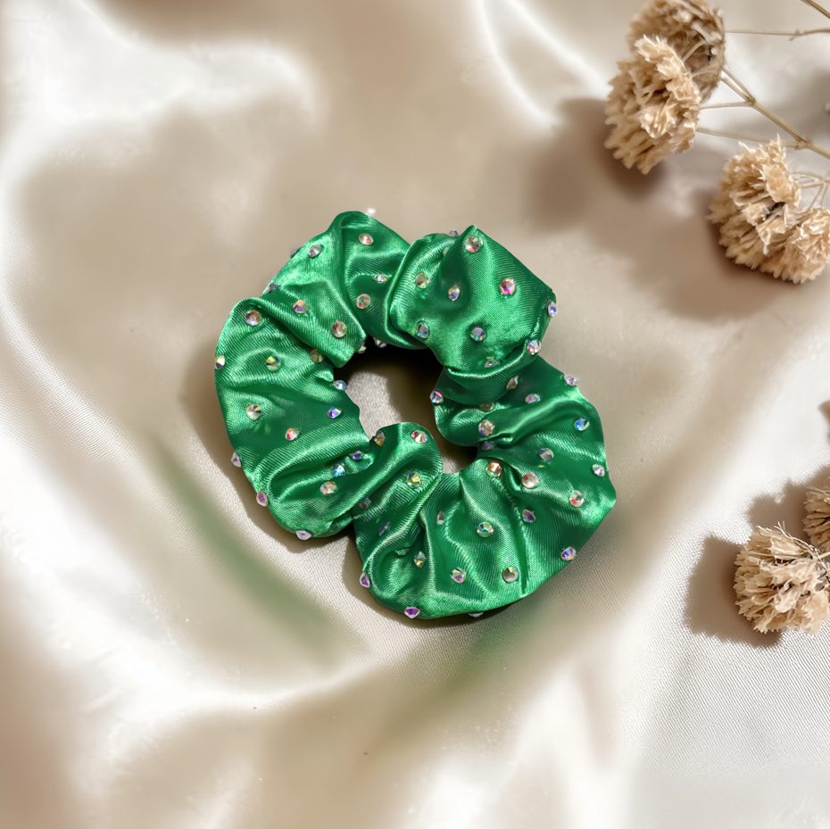 Fern Green Satin Scrunchie