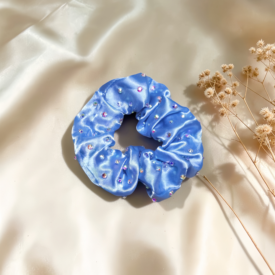 Sky Blue Satin Scrunchie