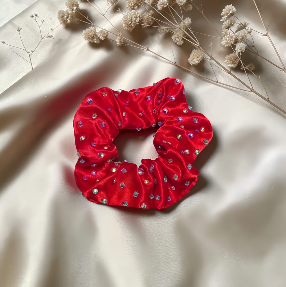 Bright Red Satin Scrunchie