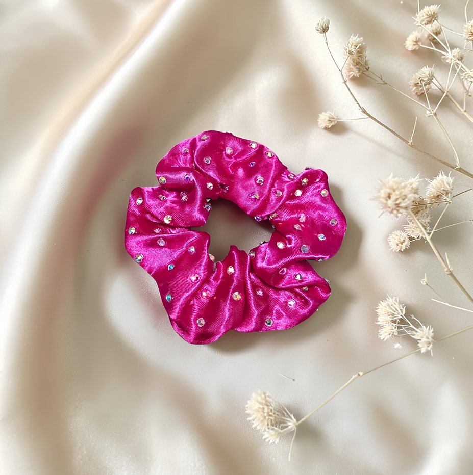 Hot Pink Satin Scrunchie
