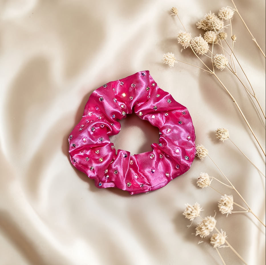 Carmine Rose Satin Scrunchie