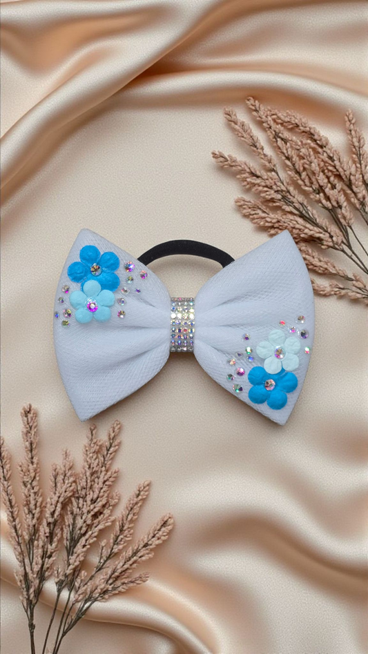 White with Blue Flowers