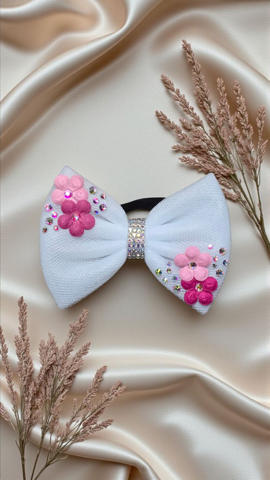 White with Pink Flowers