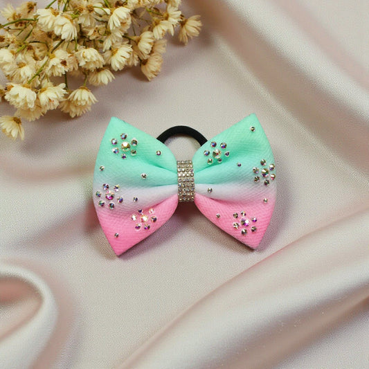 Mint and Pink Floral Bow