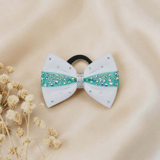 White and Green Sparkle Bow