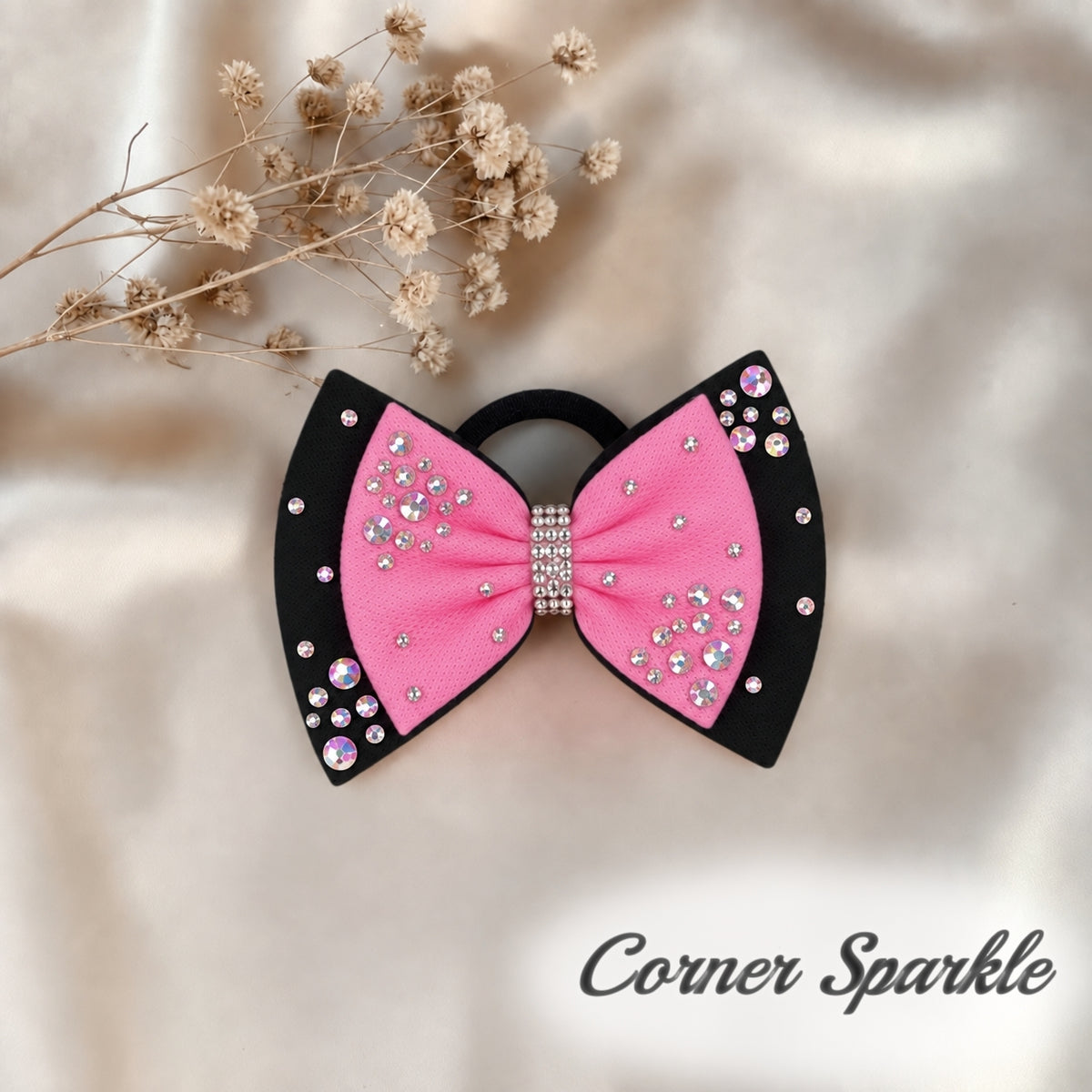 Bubble Gum Pink on Black Bow
