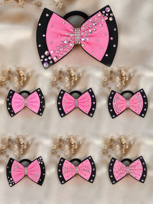 Bubble Gum Pink on Black Bow