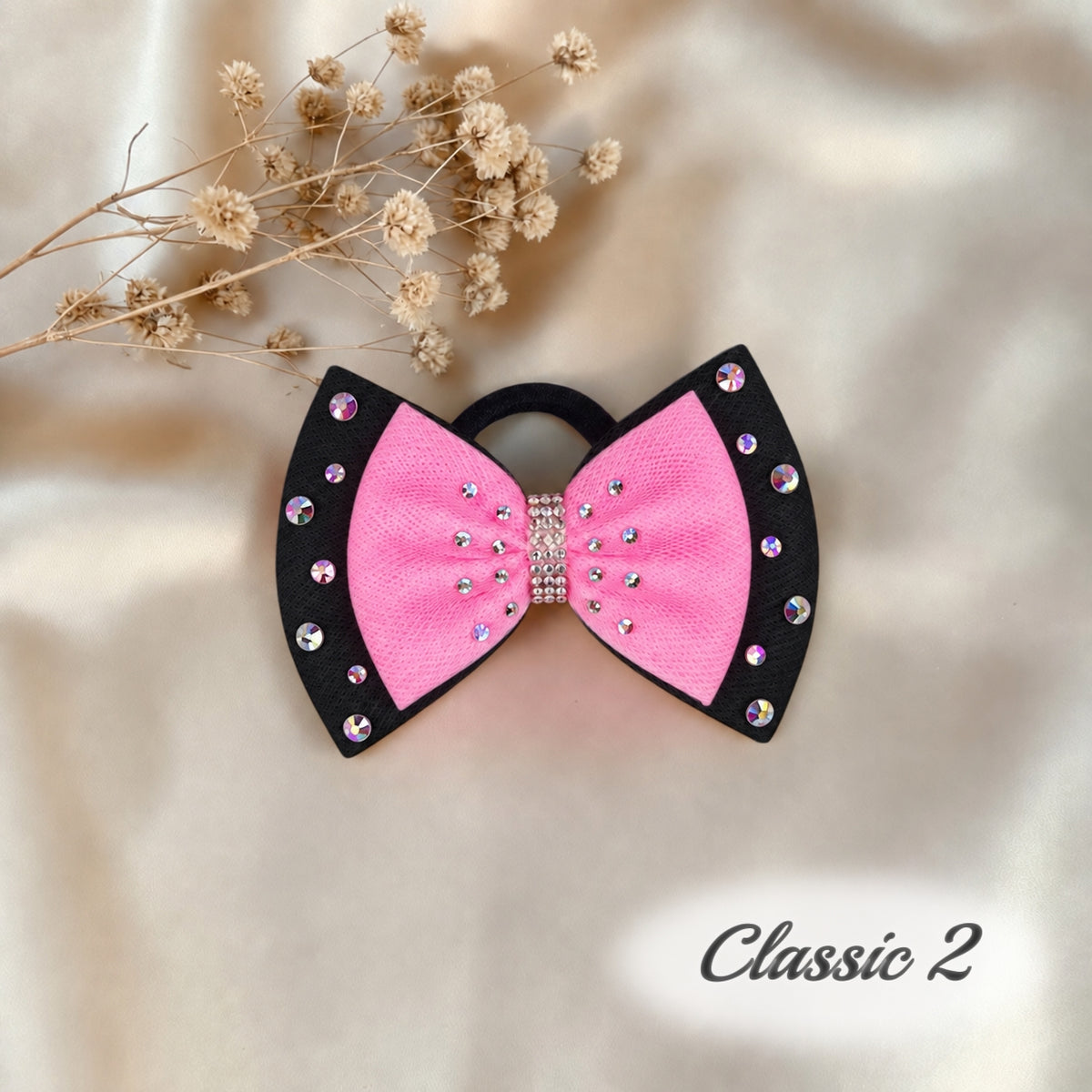 Bubble Gum Pink on Black Bow