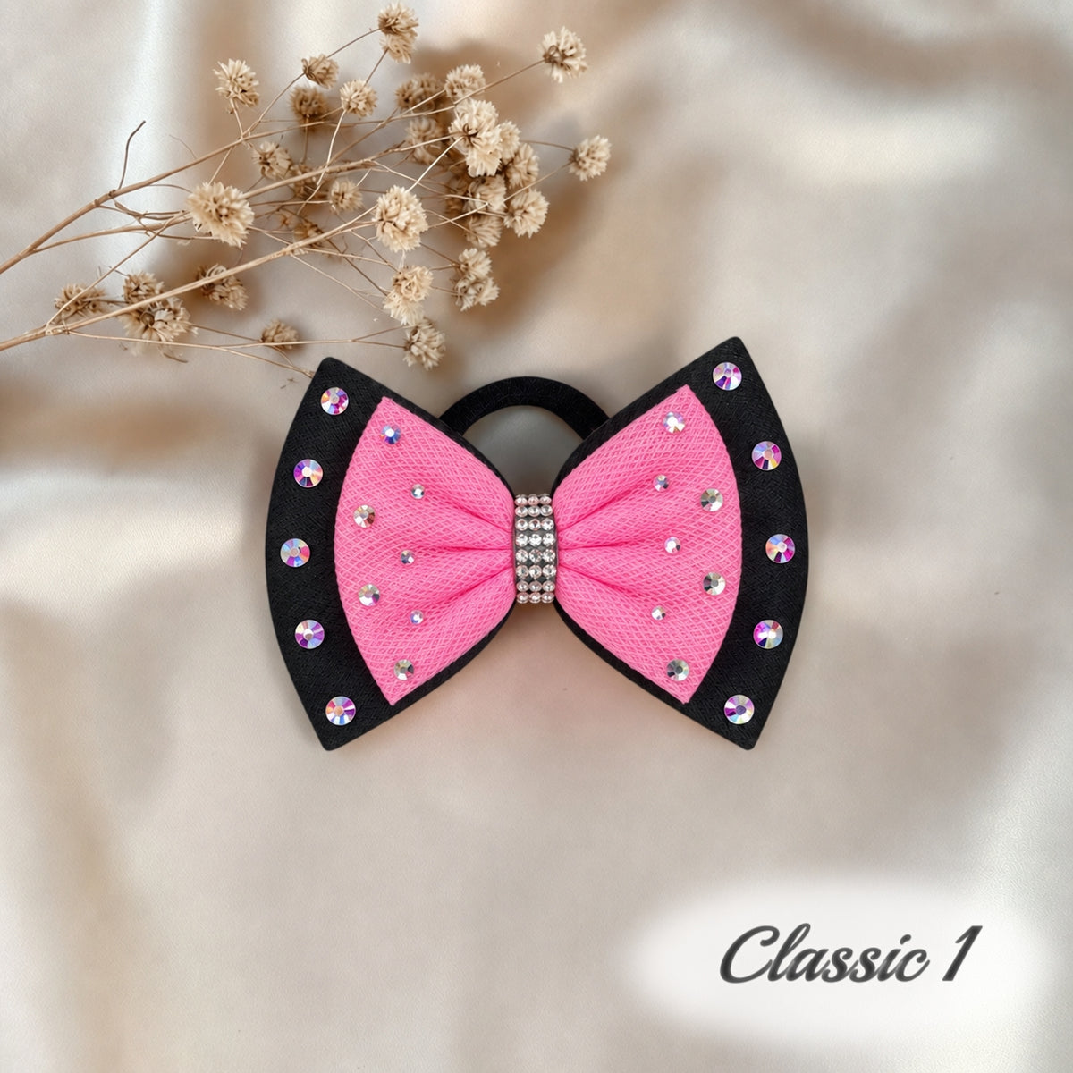 Bubble Gum Pink on Black Bow
