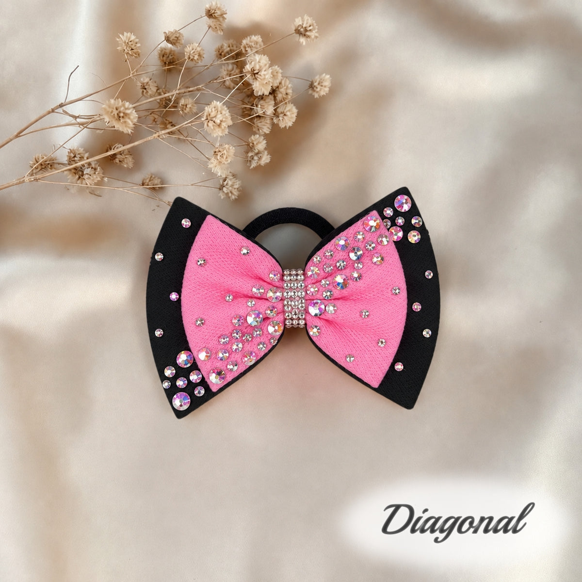 Bubble Gum Pink on Black Bow