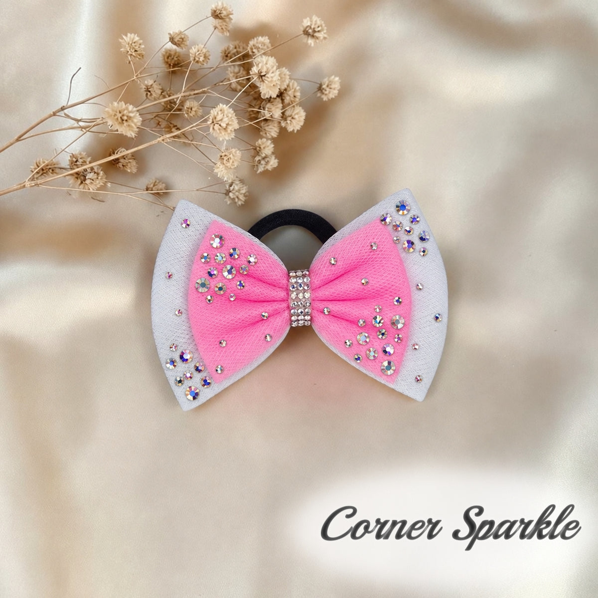 Bubble Gum Pink on White Bow