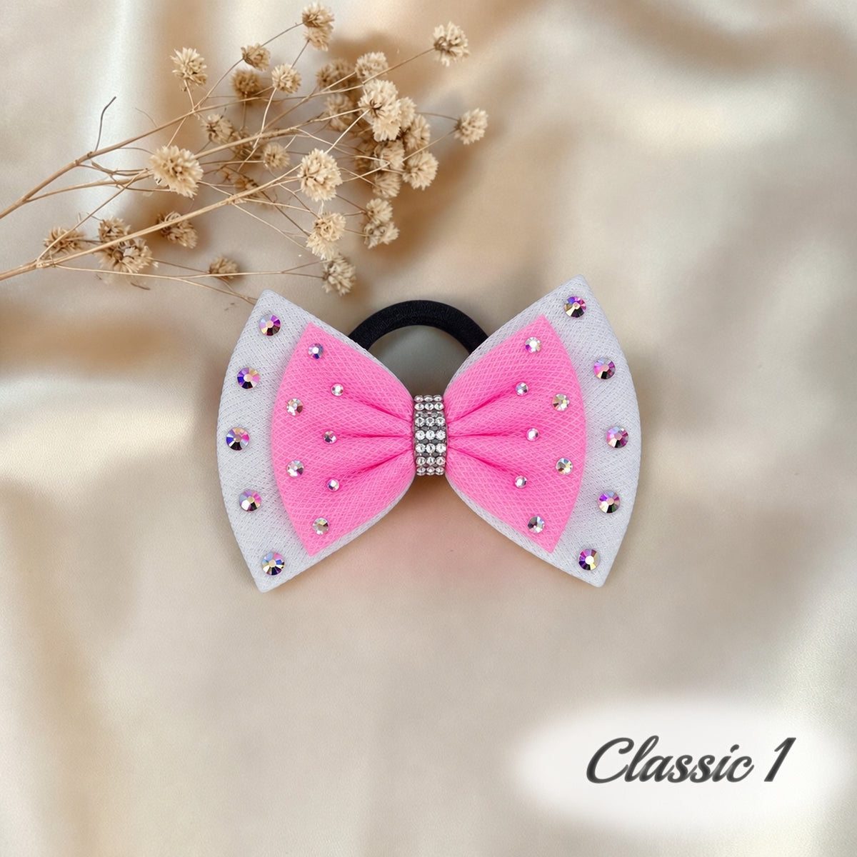 Bubble Gum Pink on White Bow