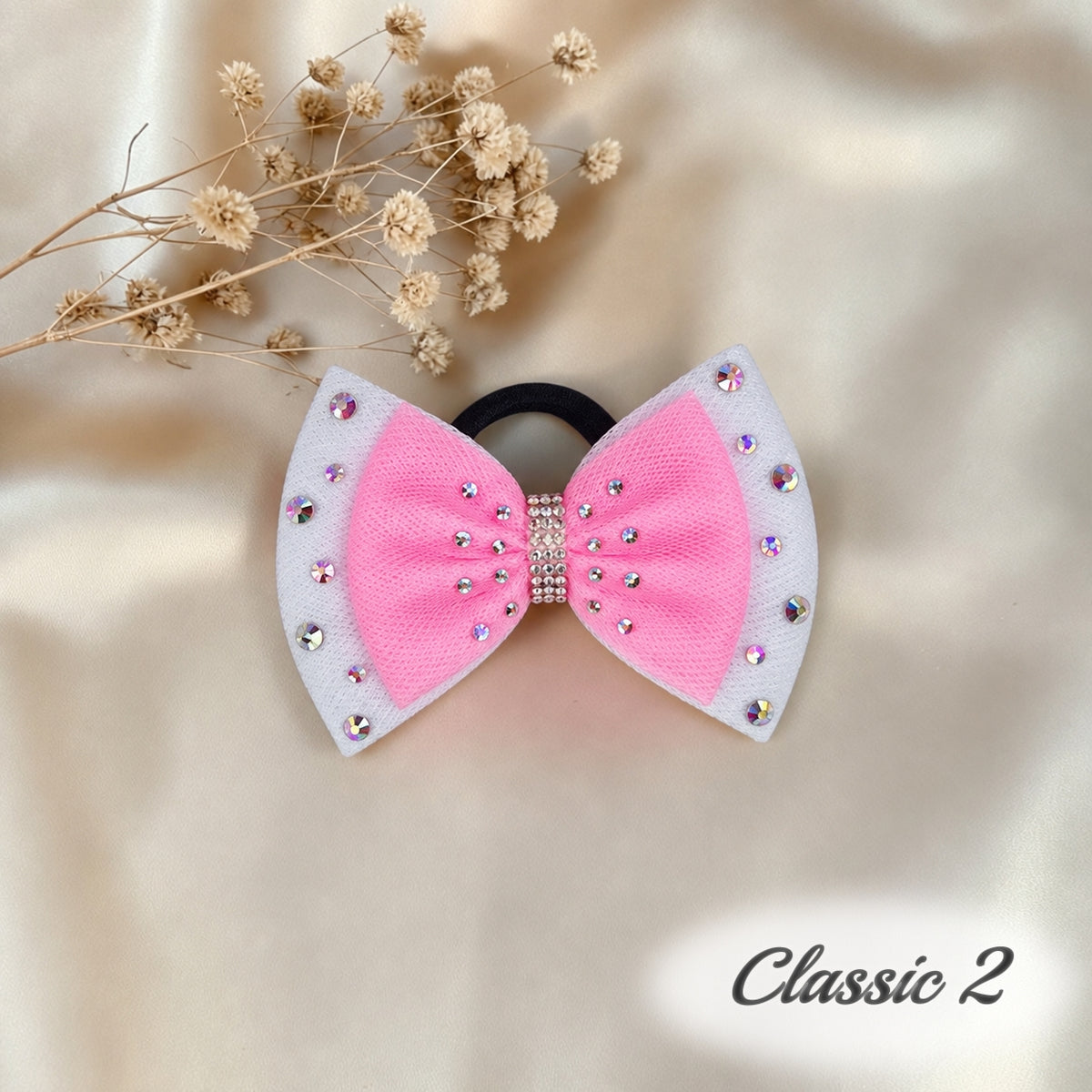 Bubble Gum Pink on White Bow