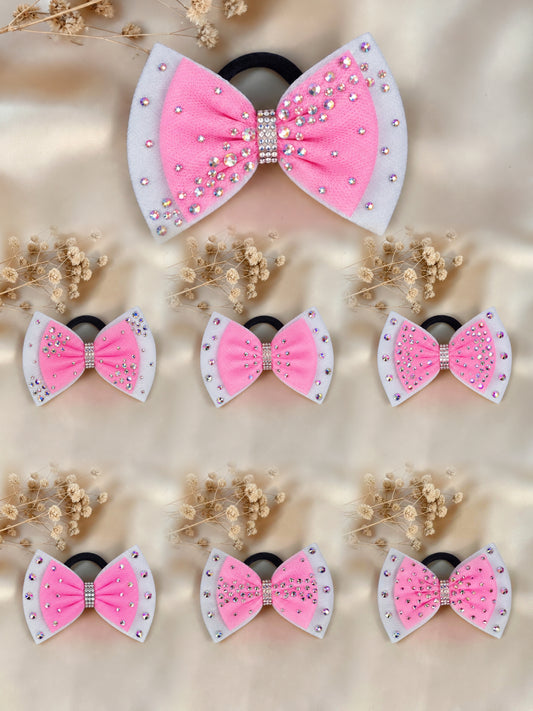 Bubble Gum Pink on White Bow