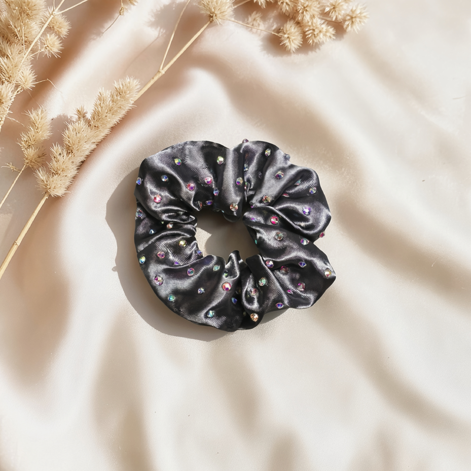 Slate Grey Satin Scrunchie