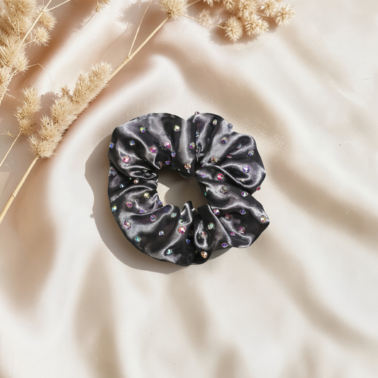 Slate Grey Satin Scrunchie