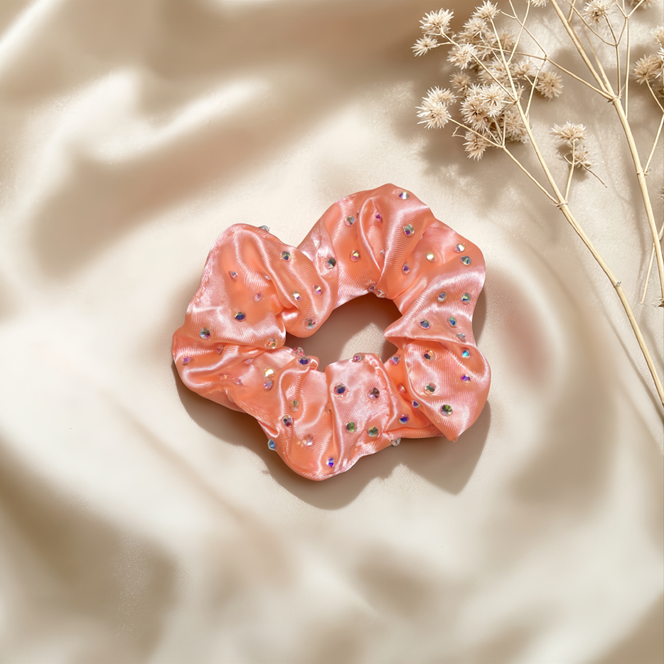 Soft Orange Satin Scrunchie