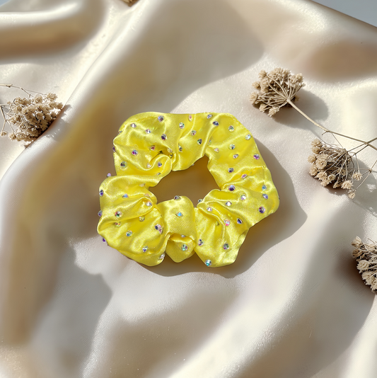 Bright Yellow Satin Scrunchie