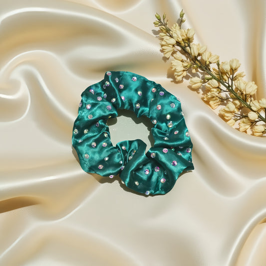 Jolly Green Satin Scrunchie