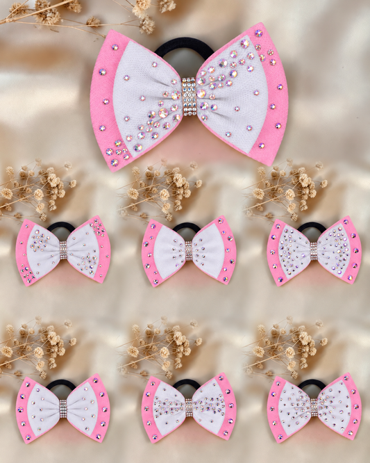 White on Bubble Gum Pink Bow