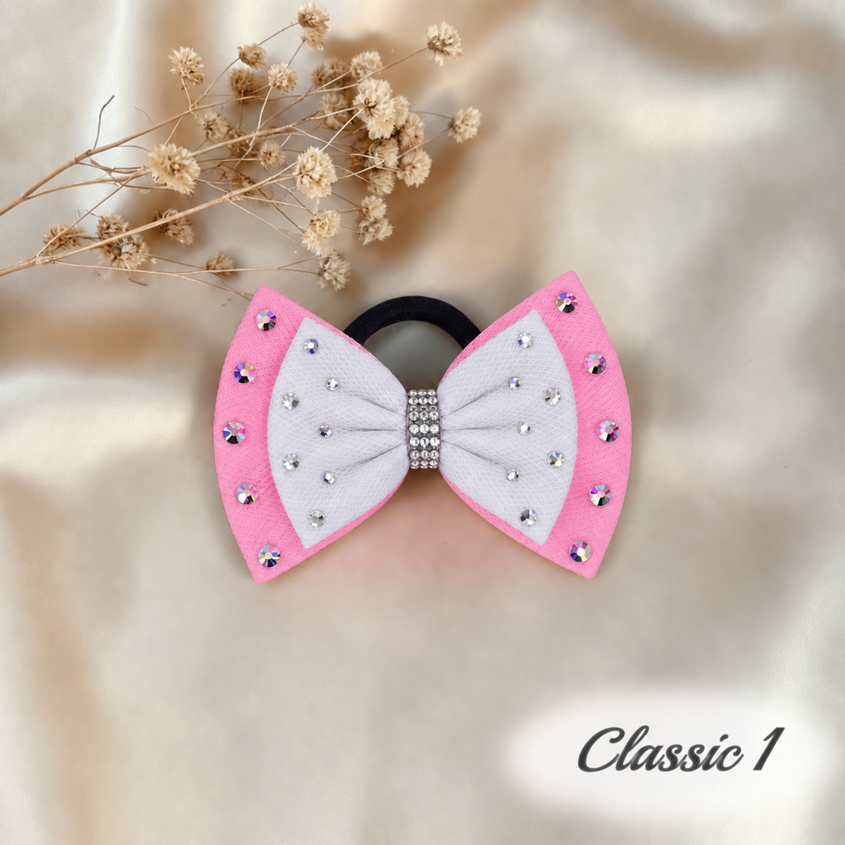 White on Bubble Gum Pink Bow