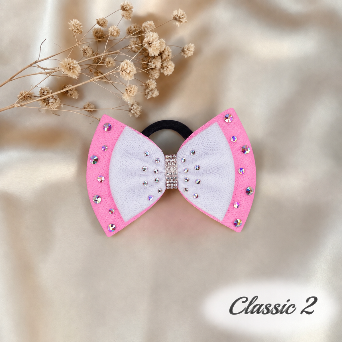 White on Bubble Gum Pink Bow