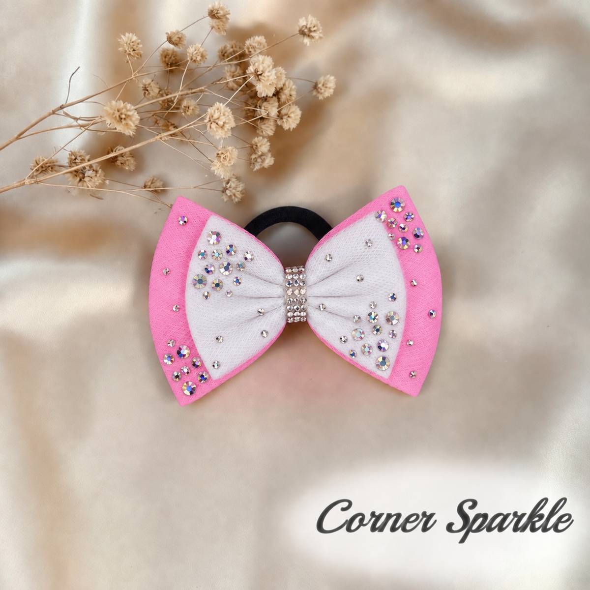 White on Bubble Gum Pink Bow
