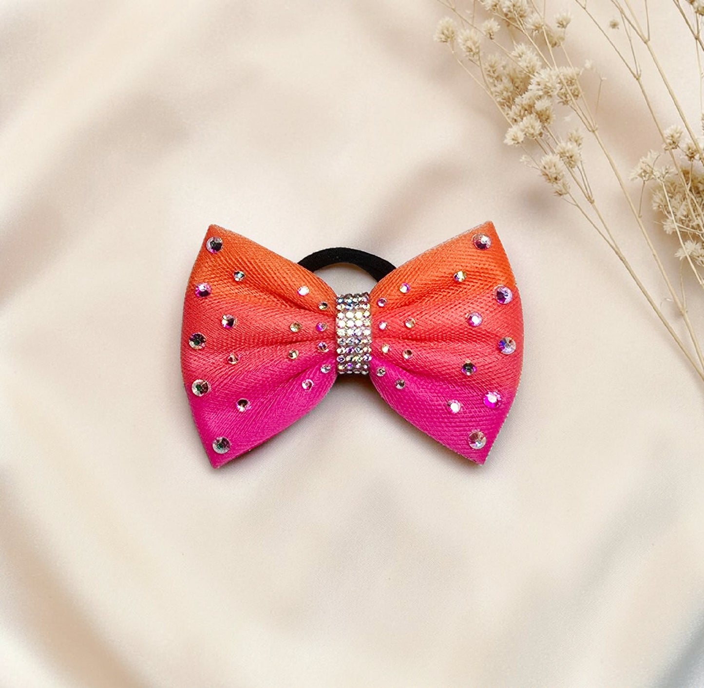 Orange Hot Pink Ombre Bow
