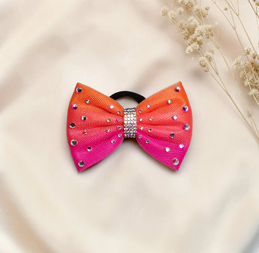 Orange Hot Pink Ombre Bow