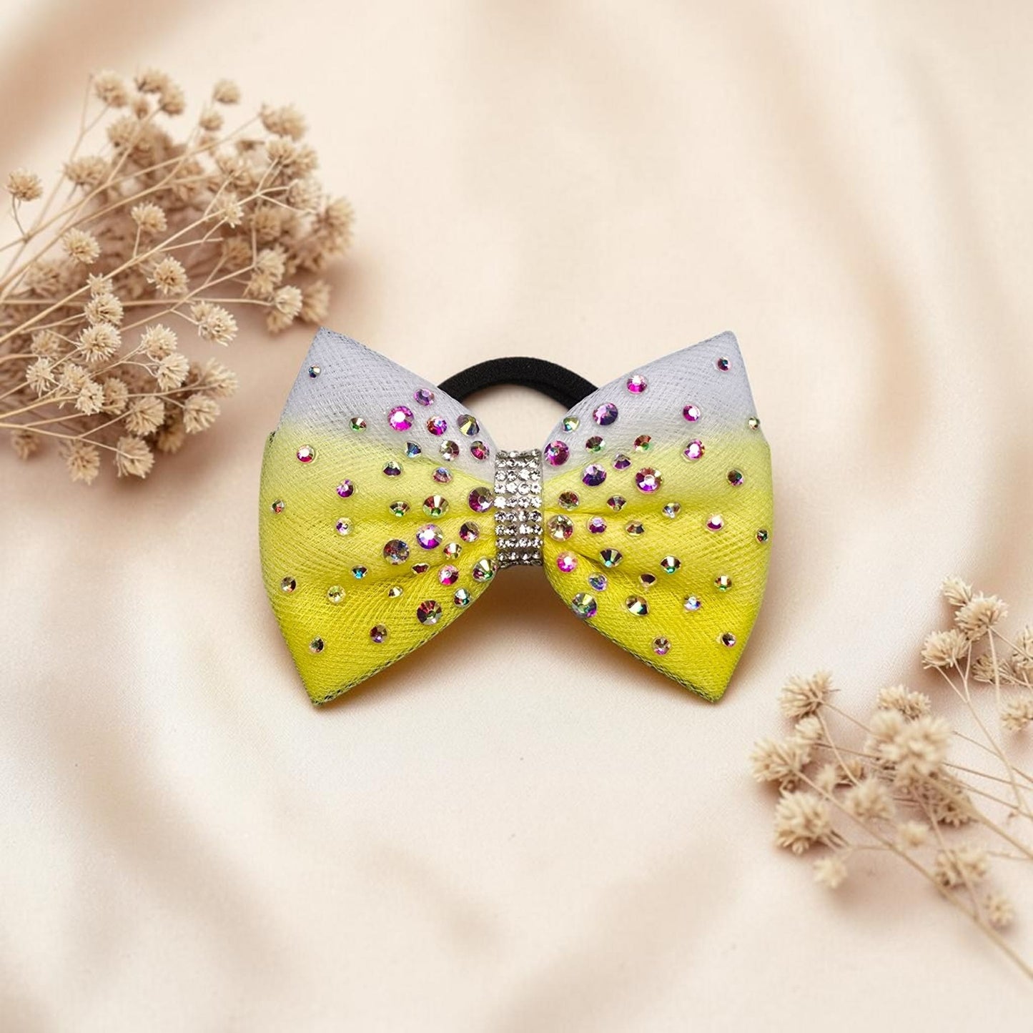 White and Yellow Ombre Bow