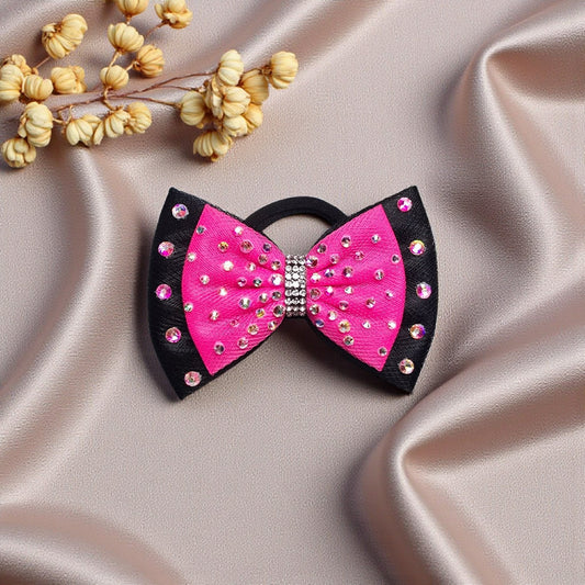 Black and Hot Pink Sparkle Bow