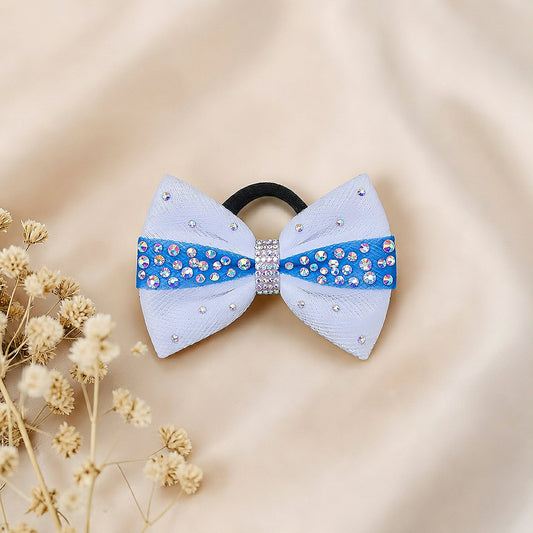 White with Blue Sparkle Bow